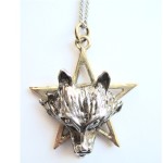 Night of the Wolf Pendant shows a wolf's head set upon a pentagram star