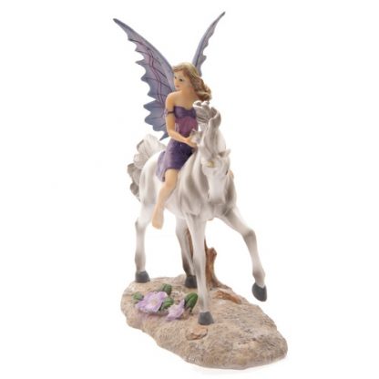 Amethyst Rider Fairy and Unicorn Figurine