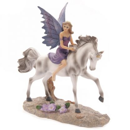 Amethyst Rider Fairy and Unicorn Figurine