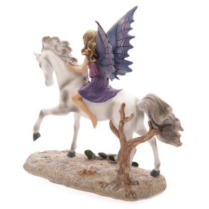 Amethyst Rider Fairy and Unicorn Figurine