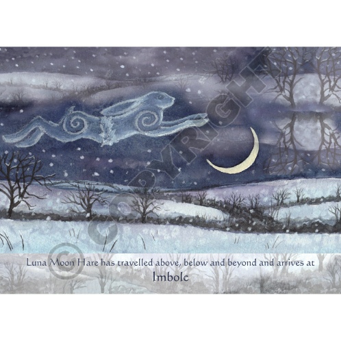 Luna Moon Hare At Imbolc Card Wendy Andrew Greetings Card