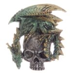 Silver Skull Green Dragon Magnet