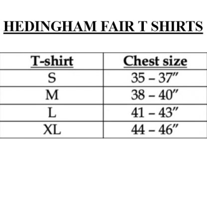 Hedingham Fair T Shirts Size Chart