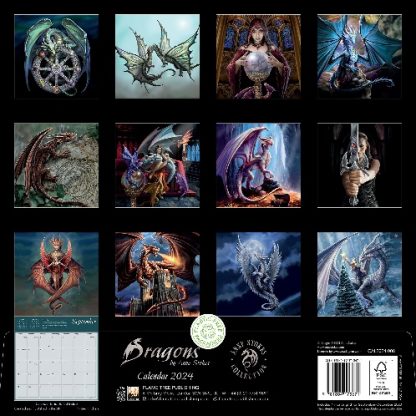 Dragons by Anne Stokes Calendar 2024 back cover