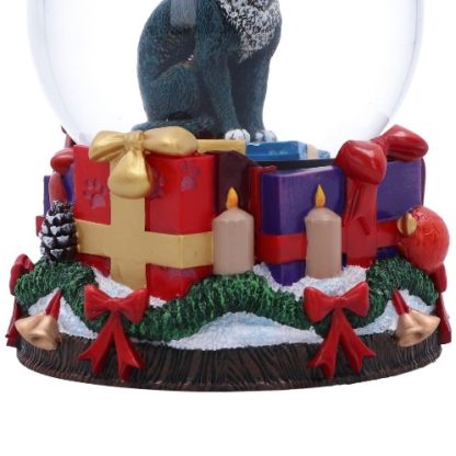 Krampuss Cat Snow Globe close-up