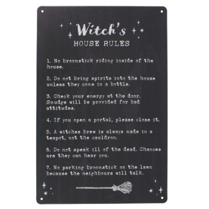 Witch's House Rules Metal Sign