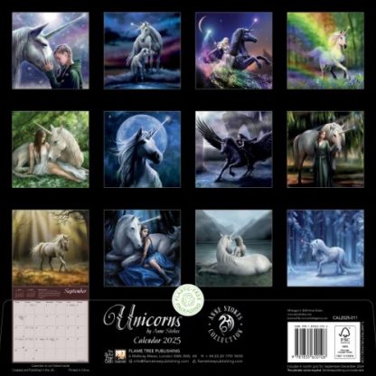 Unicorns by Anne Stokes Calendar 2025 back cover