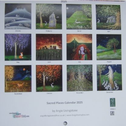 Angie Livingstone Sacred Places Calendar 2025 back cover