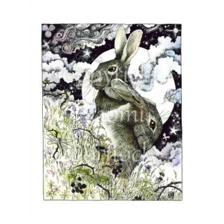 Hares In The Hedgerow Card